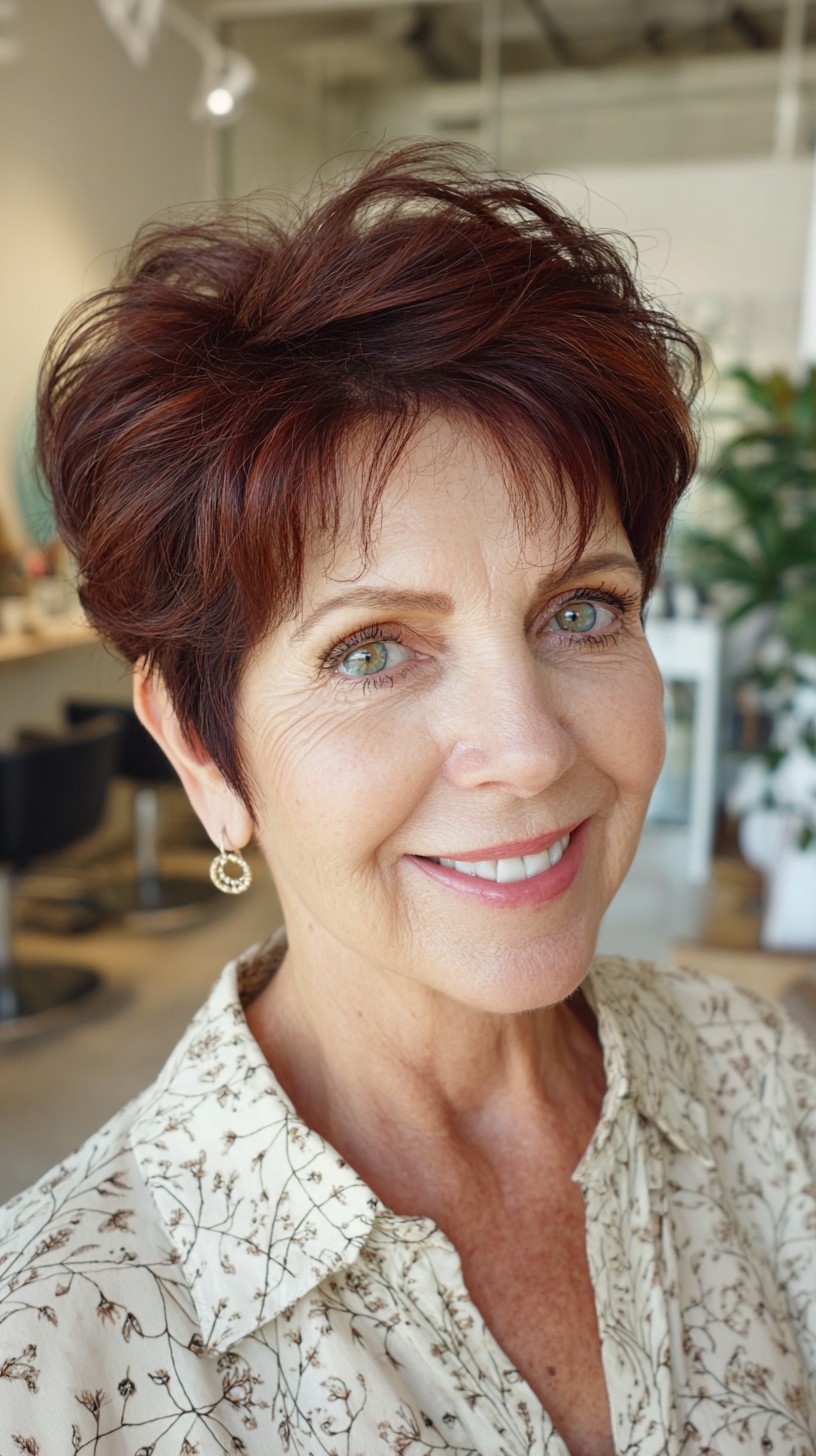 Textured Stacked Pixie with Feathered Micro-Fringe