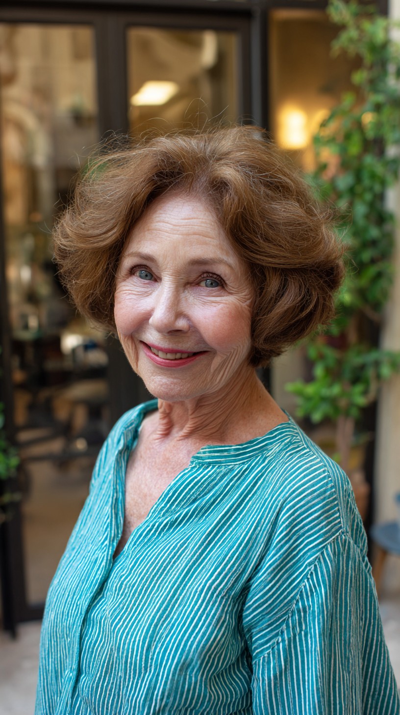 Voluminous Rounded Short Bob with Root Lift and Face-Framing Layers