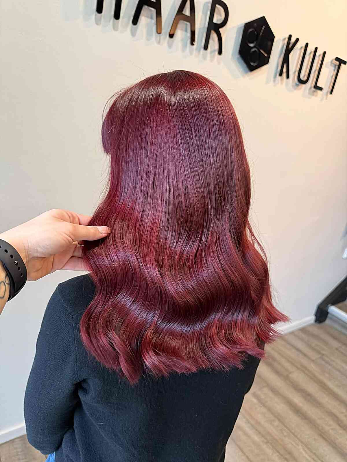 Dark Cherry Velvet Wavy Hair
