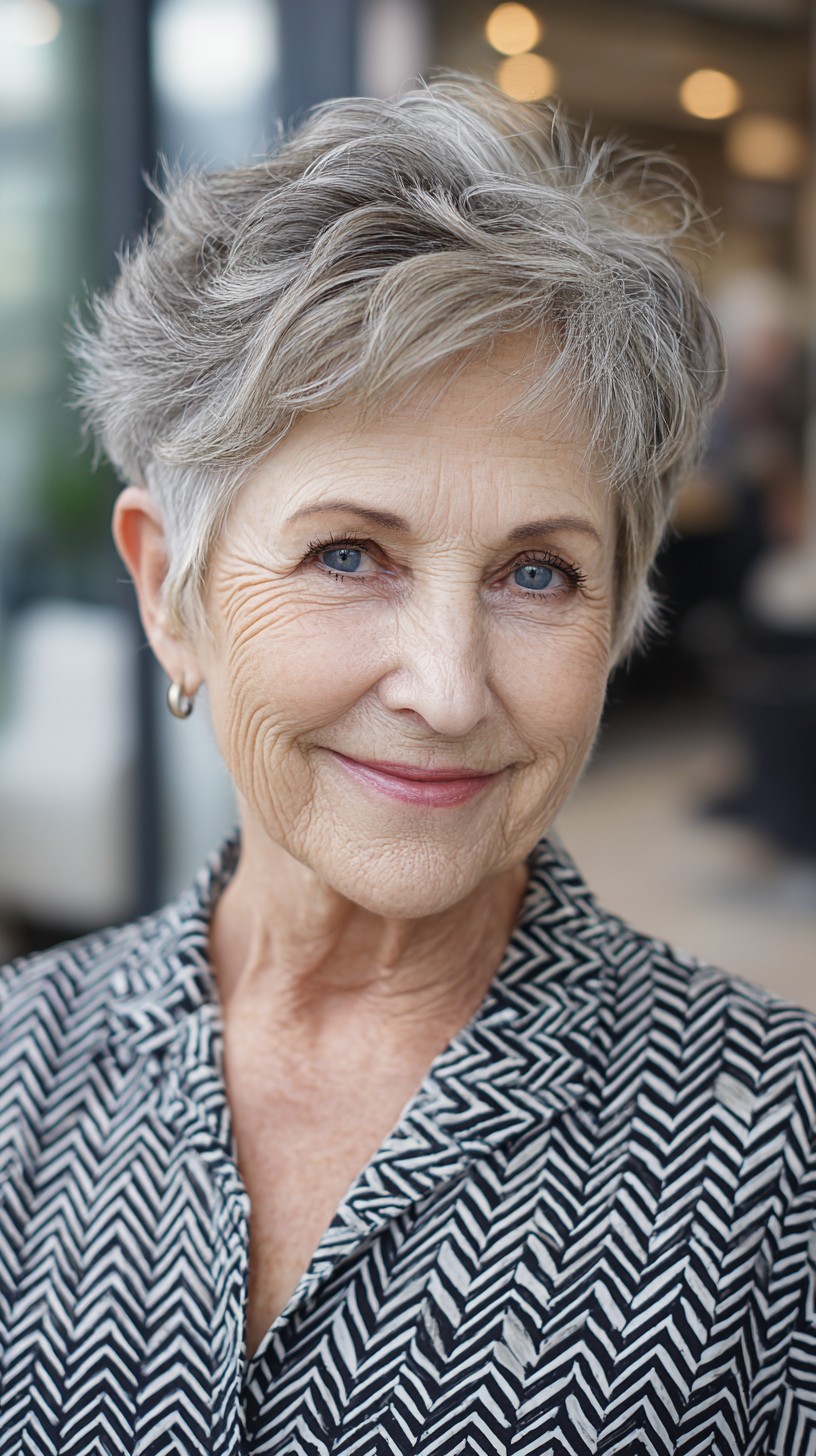 Feathered Short Silver Cut with Natural Crown Lift