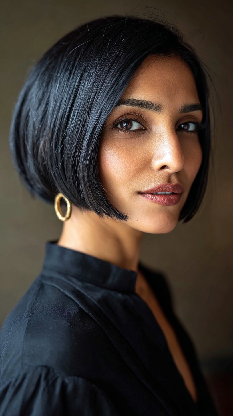 Polished Chin-Length Bob with Rounded Internal Graduation
