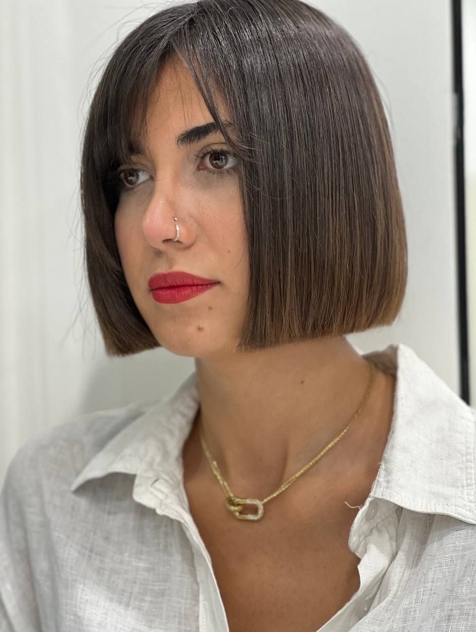 Precision Jaw-Grazing Blunt Bob with Soft Micro-Fringe