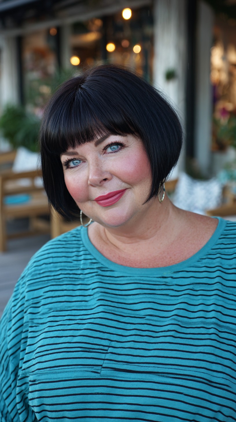 Rounded Chin-Length Bob with Blunt Short Fringe