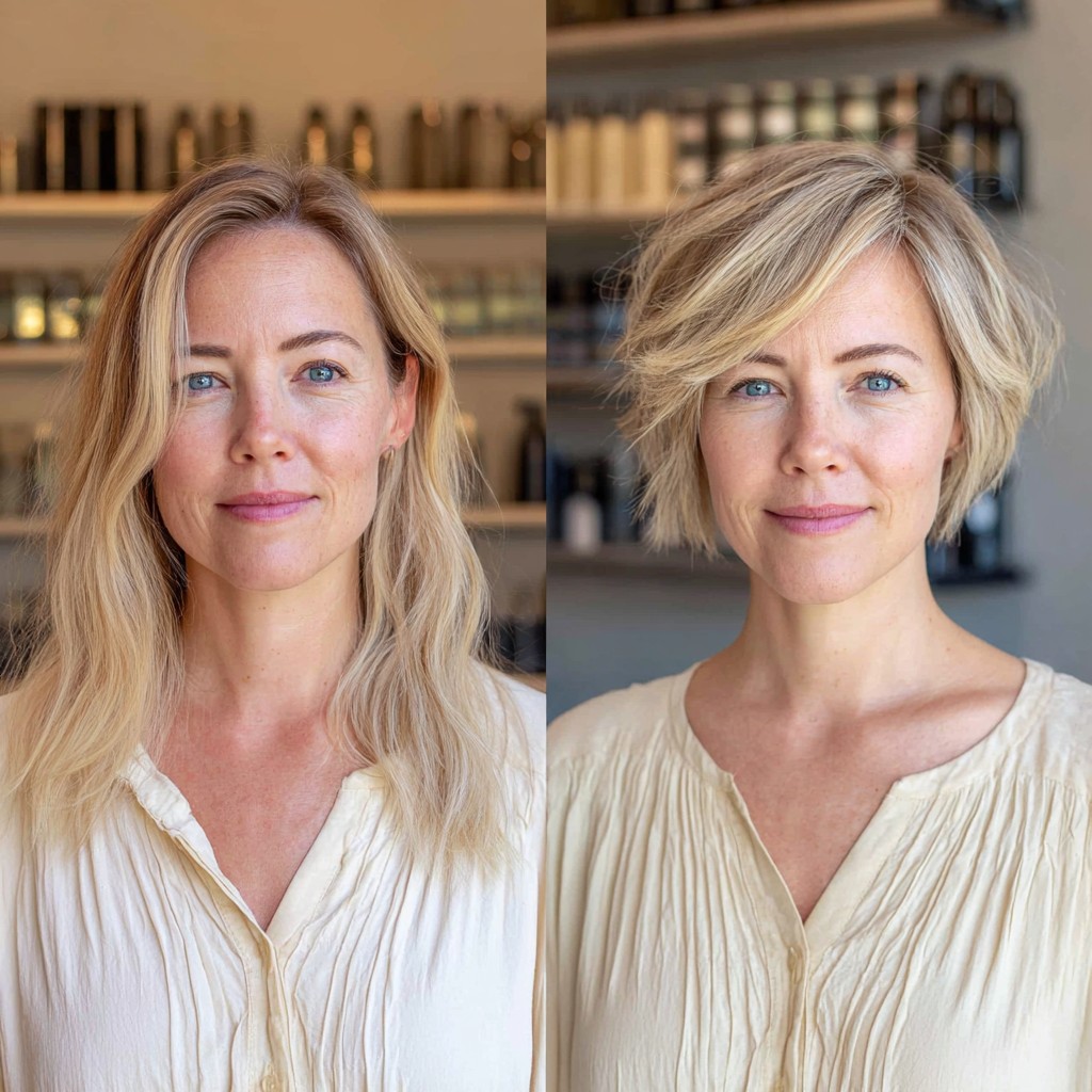Short Textured Pixie Bob with Side‑Swept Fringe and Subtle Root Shadow
