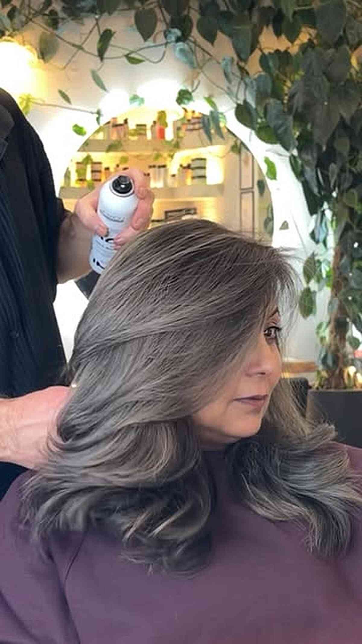 Silver Smoke Layered Midlength Blowout