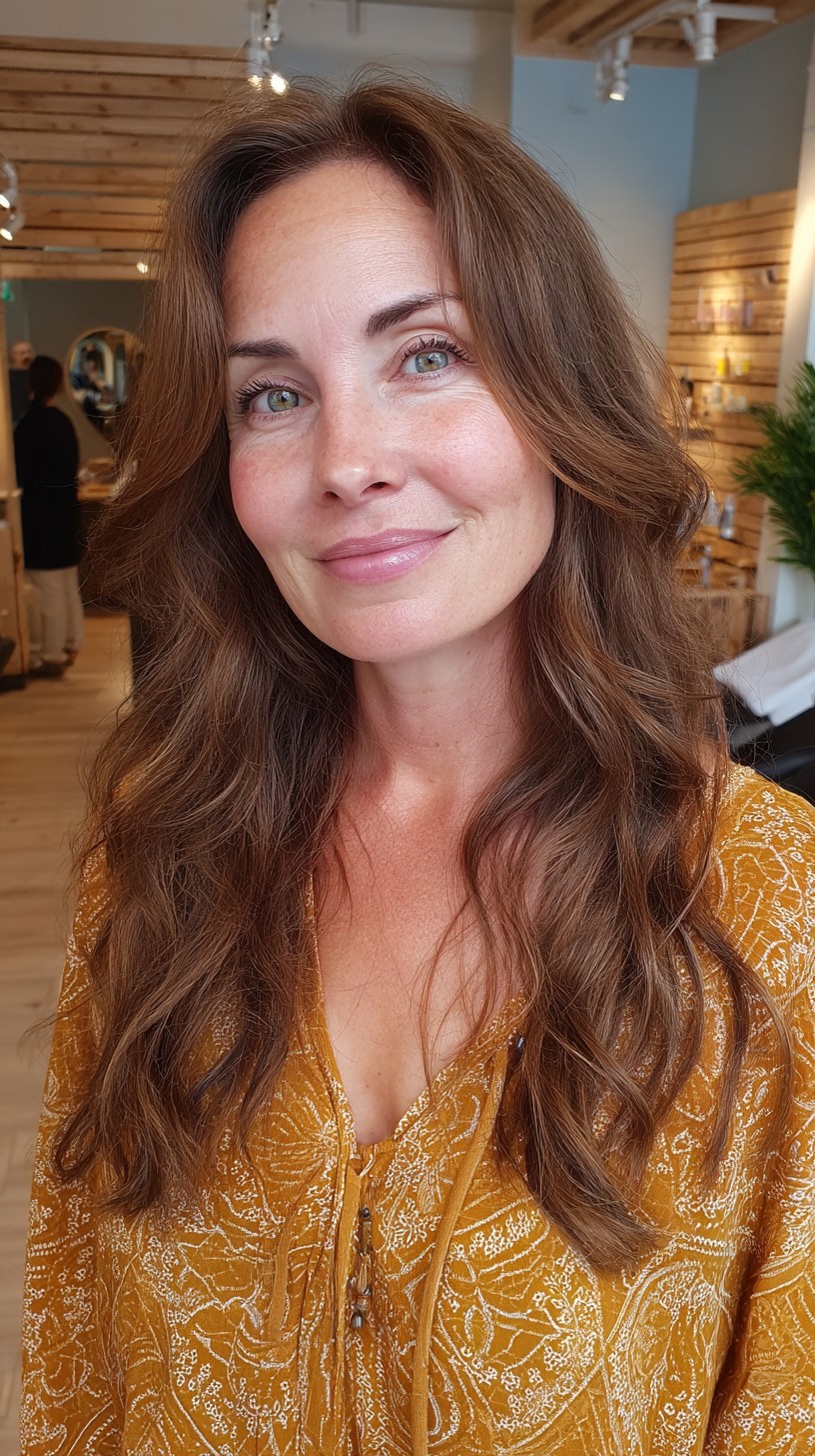 Soft Center-Part Long Layers with Gentle Front Slices