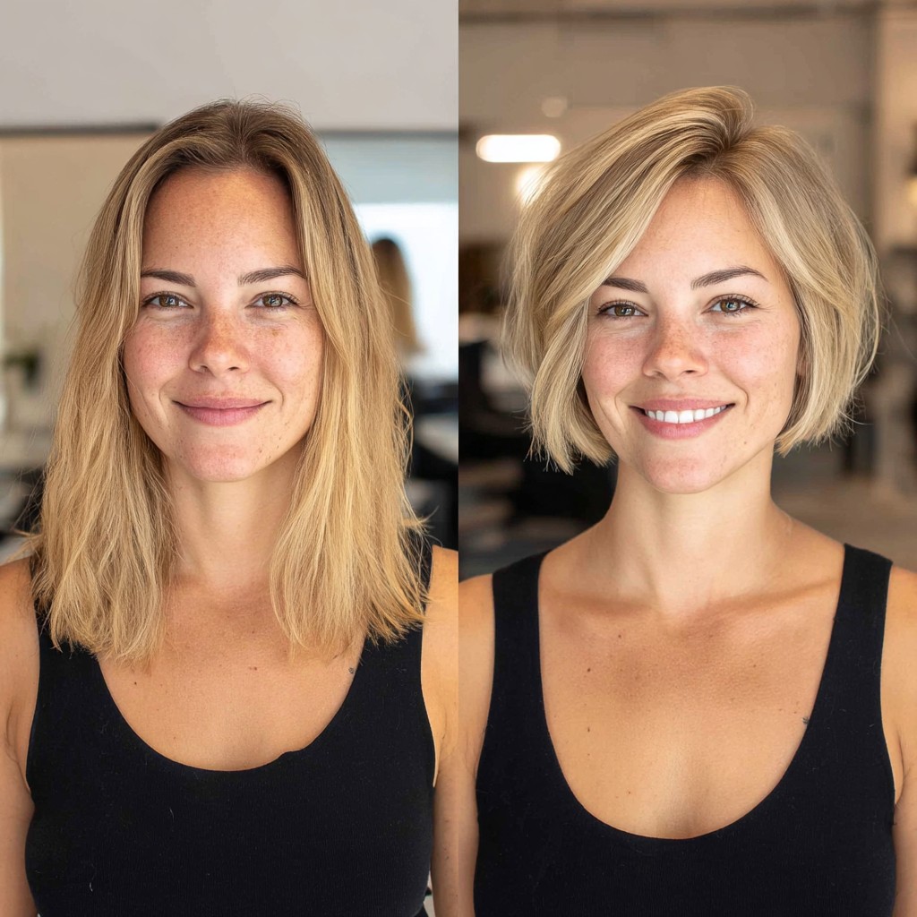 Stacked Chin-Length Pixie Bob with Root Shadow and Face-Framing Sweep
