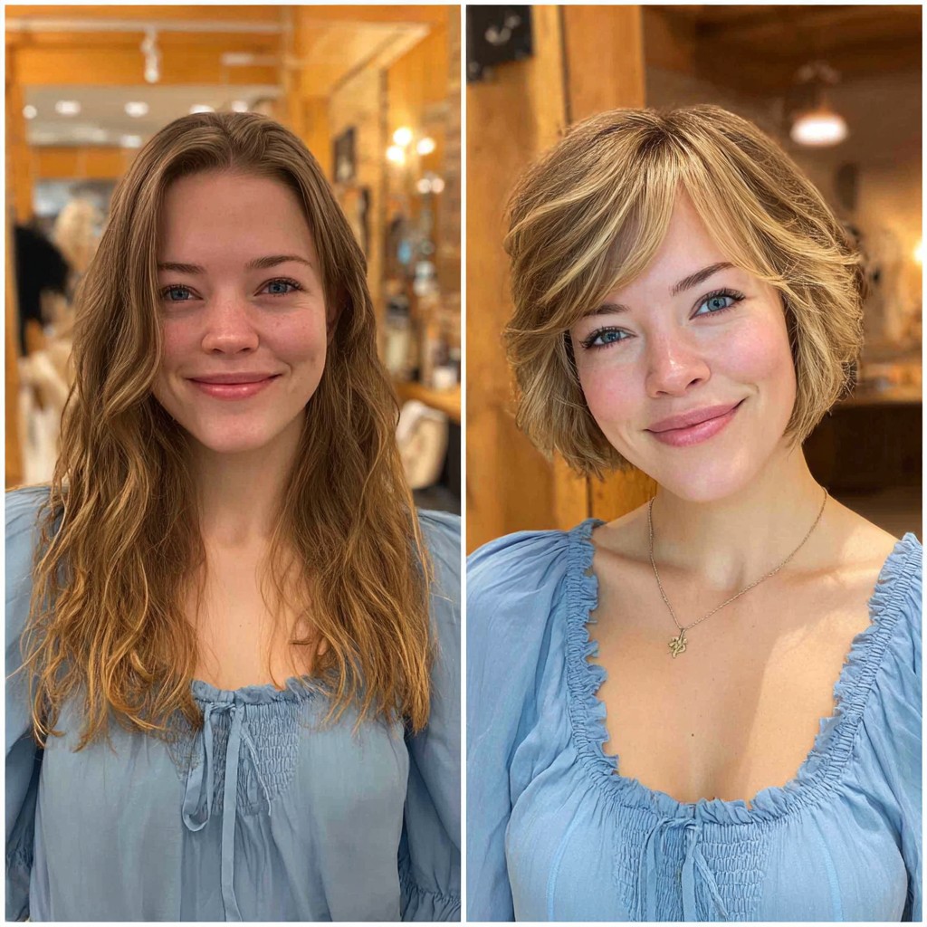 Textured Blonde Pixie Bob with Curtain Bangs and Stacked Nape