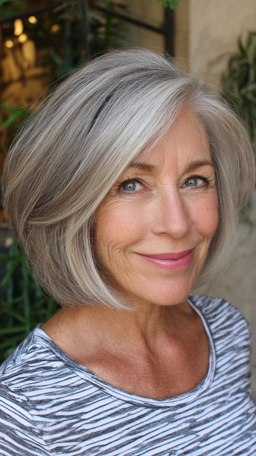Voluminous Brushed-Under Chin-Length Bob with Root-Shadow Balayage