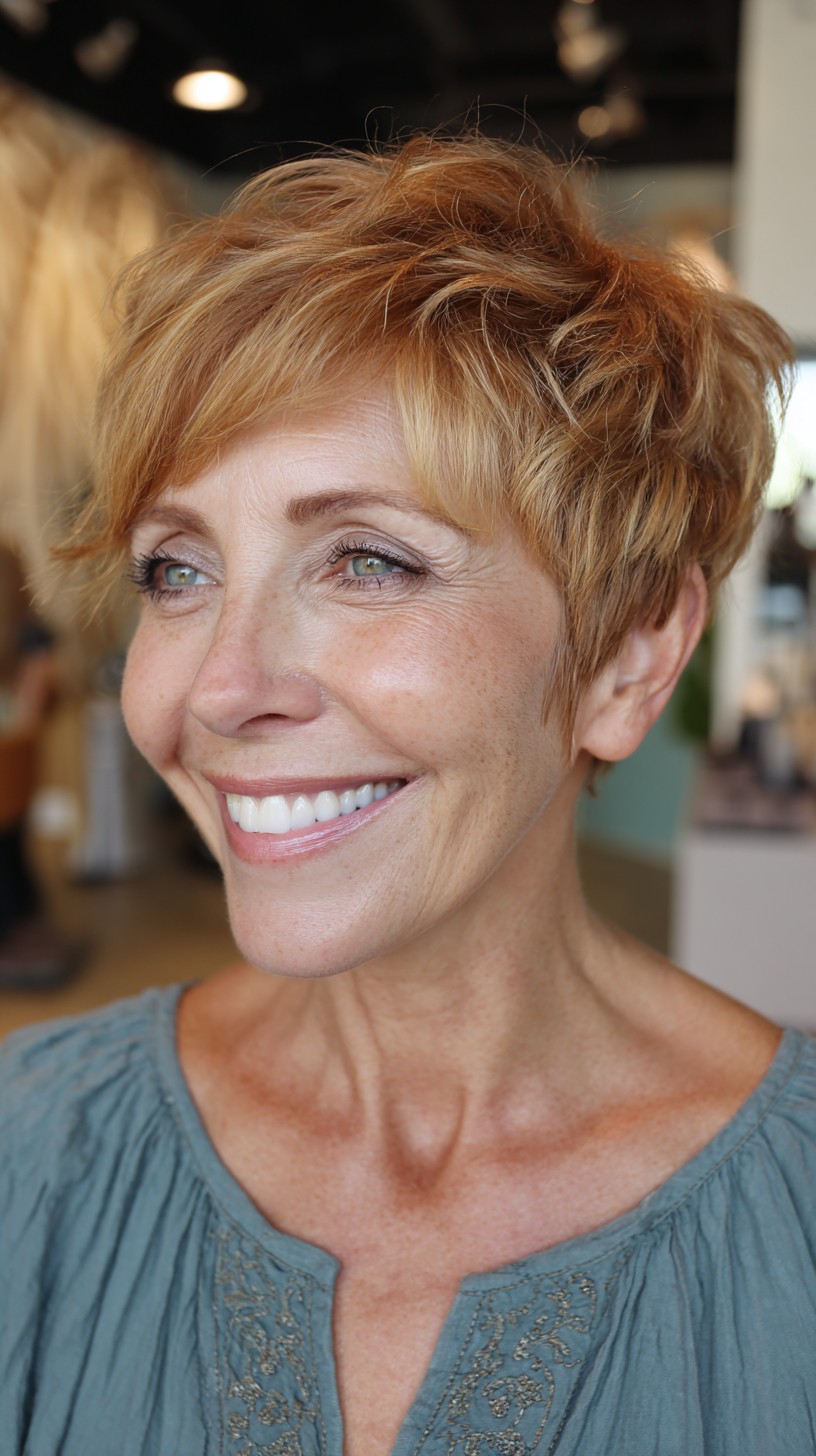 Short Textured Pixie with Wispy Fringe and Tapered Nape