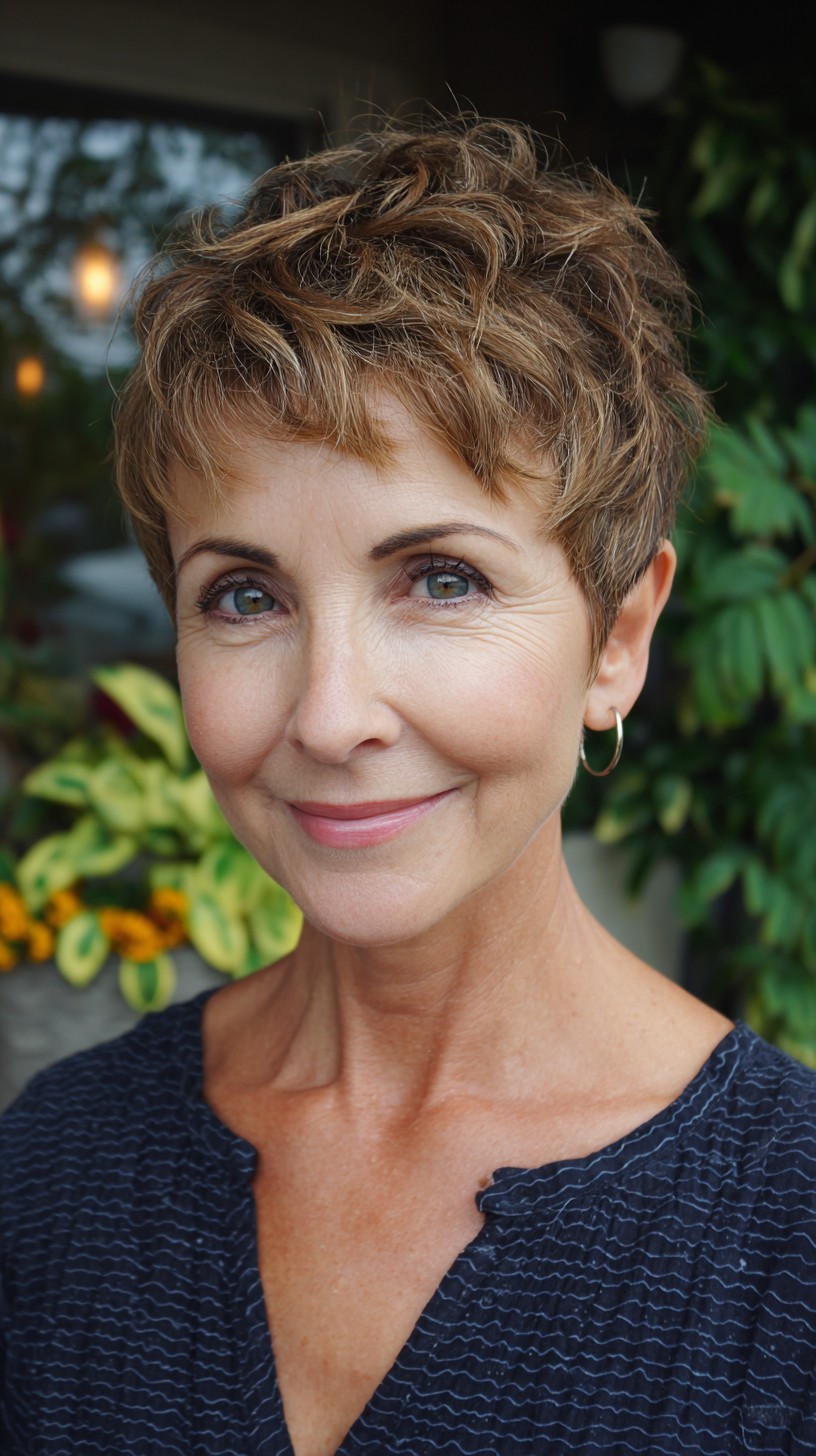 Short Tousled Layered Pixie with Soft Micro-Fringe