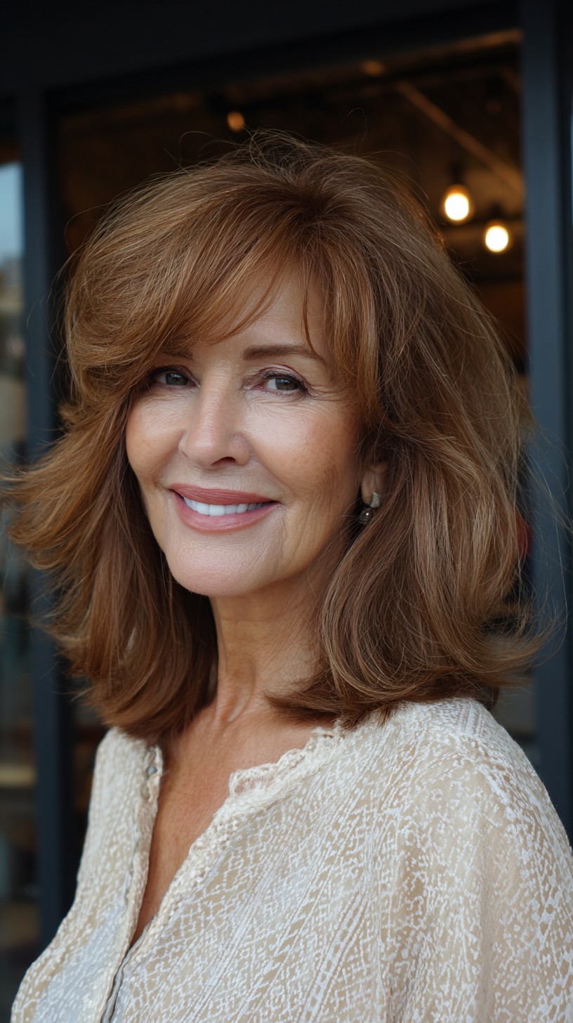 Chestnut Shoulder-Length Layers with Temple Micro-Framing and Crown Lift