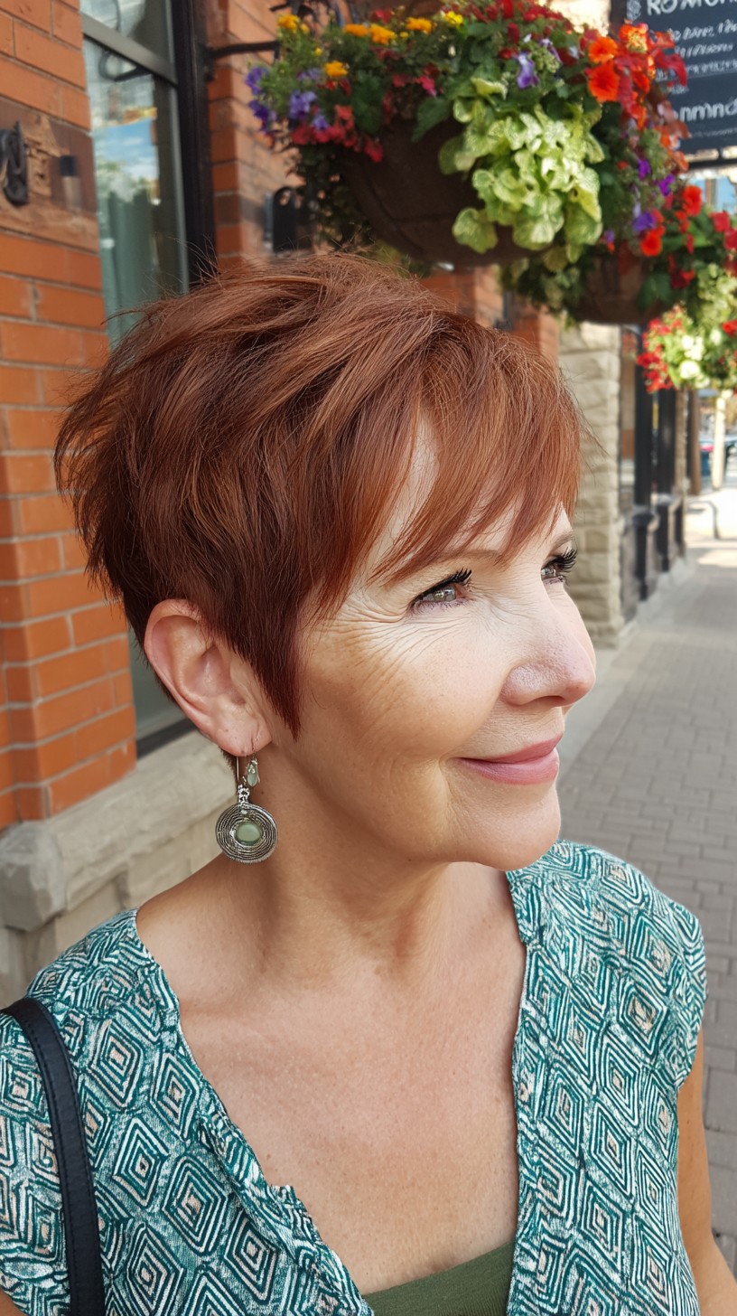 Cinnamon Ginger Short Stacked Pixie with Graduated Crown