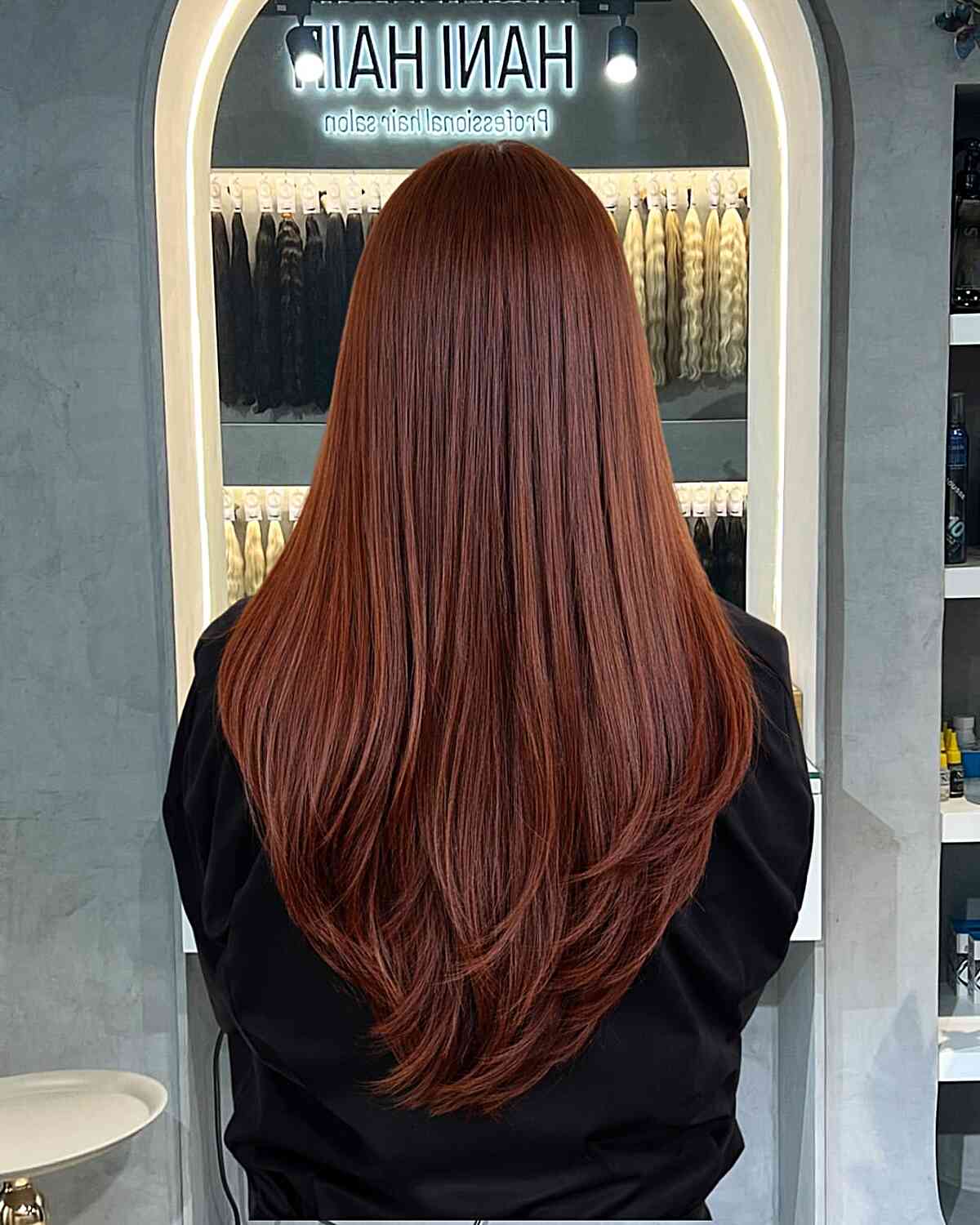 Long Red Hair with Layered Elegance