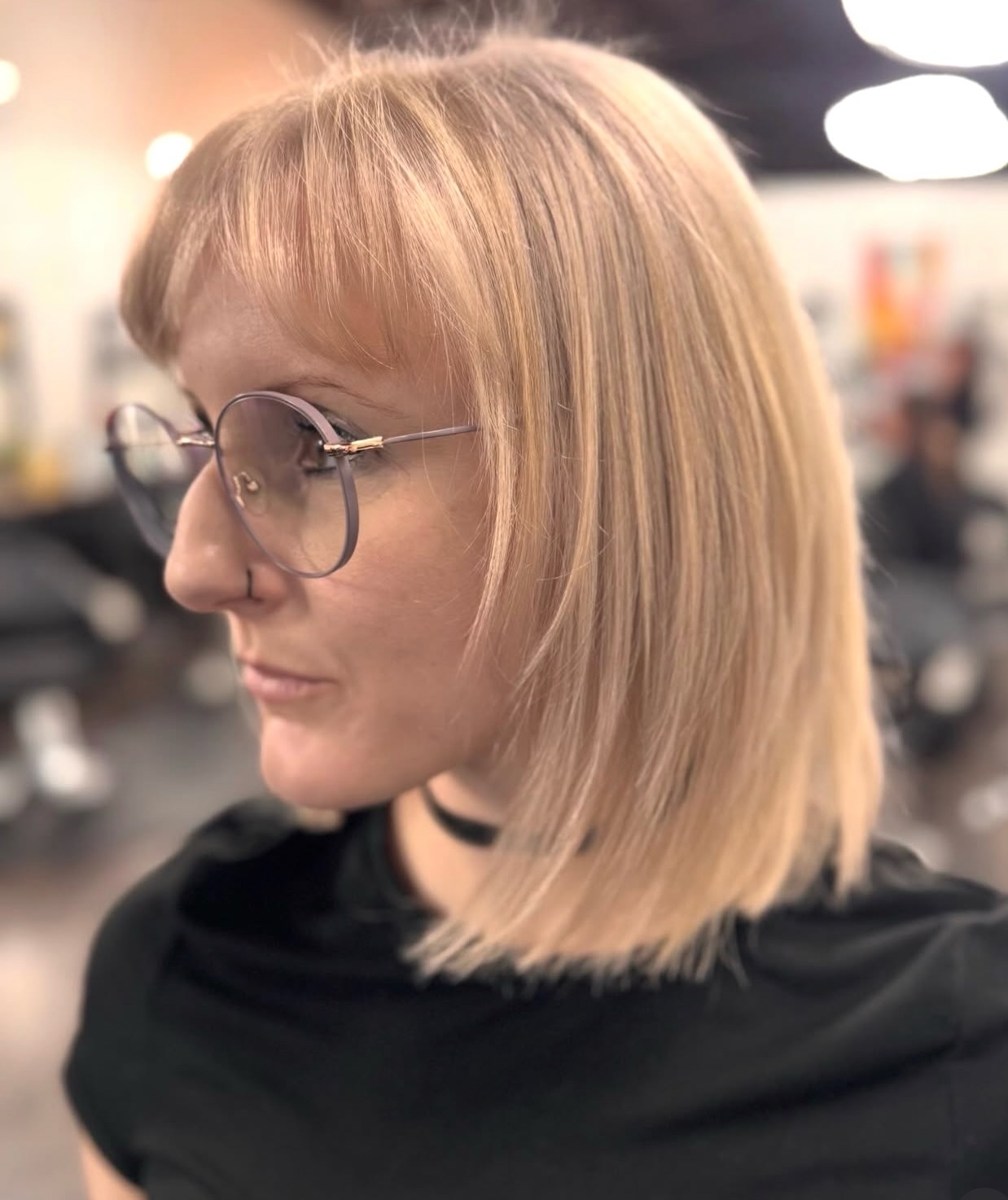 Blunt Chin-Grazing Lob with See-Through Micro Fringe