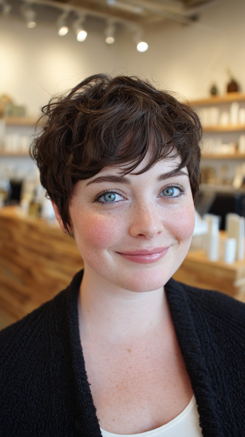 Chocolate Wispy Pixie with Airy Crown Texture