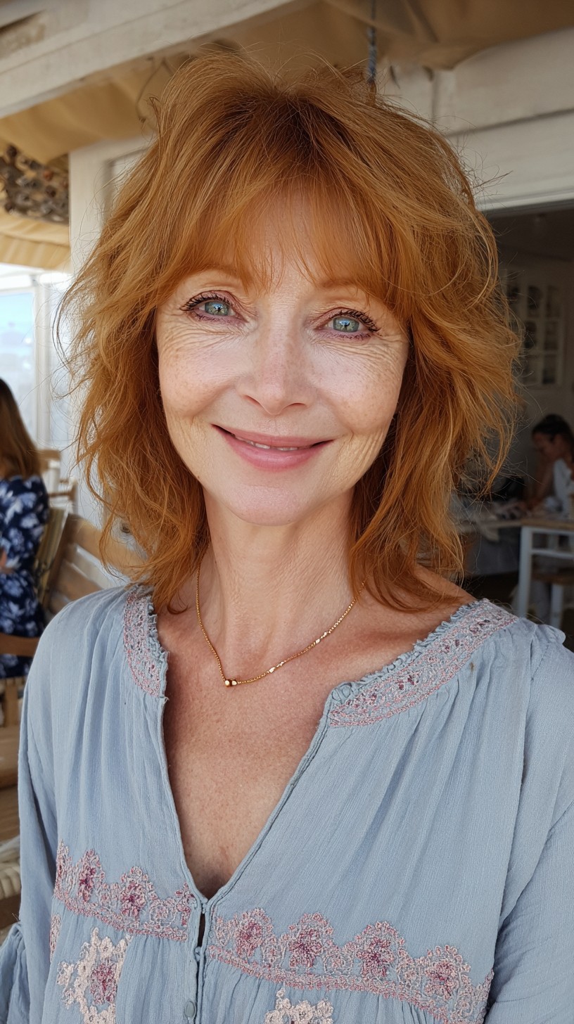 Copper Boho Shag with Feathered Micro-Fringe