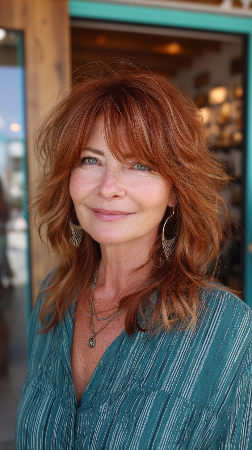 Copper-Rounded Shag with Feathered Fringe and Root Shadow