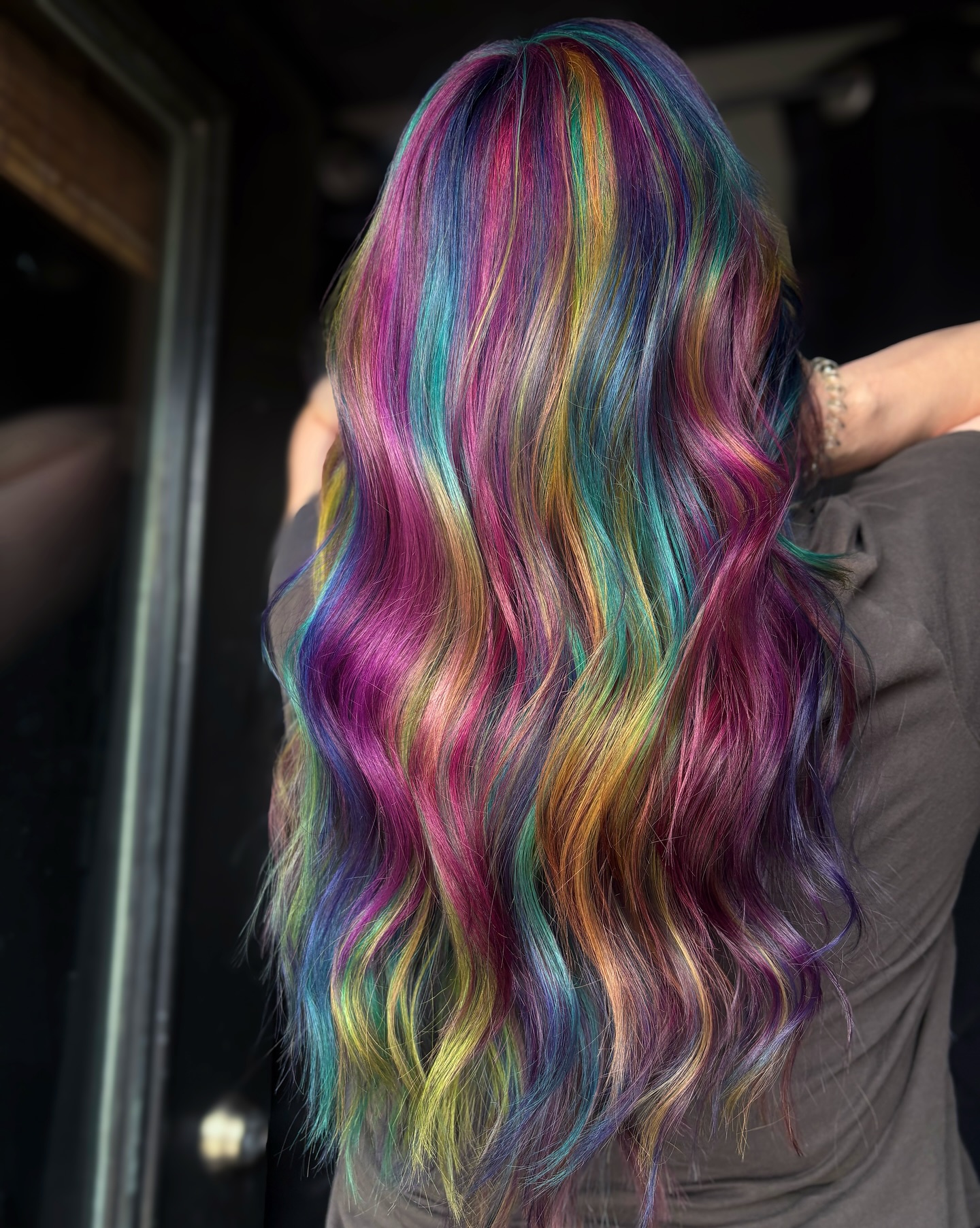 Jewel-Toned Painted Sliced Long Waves