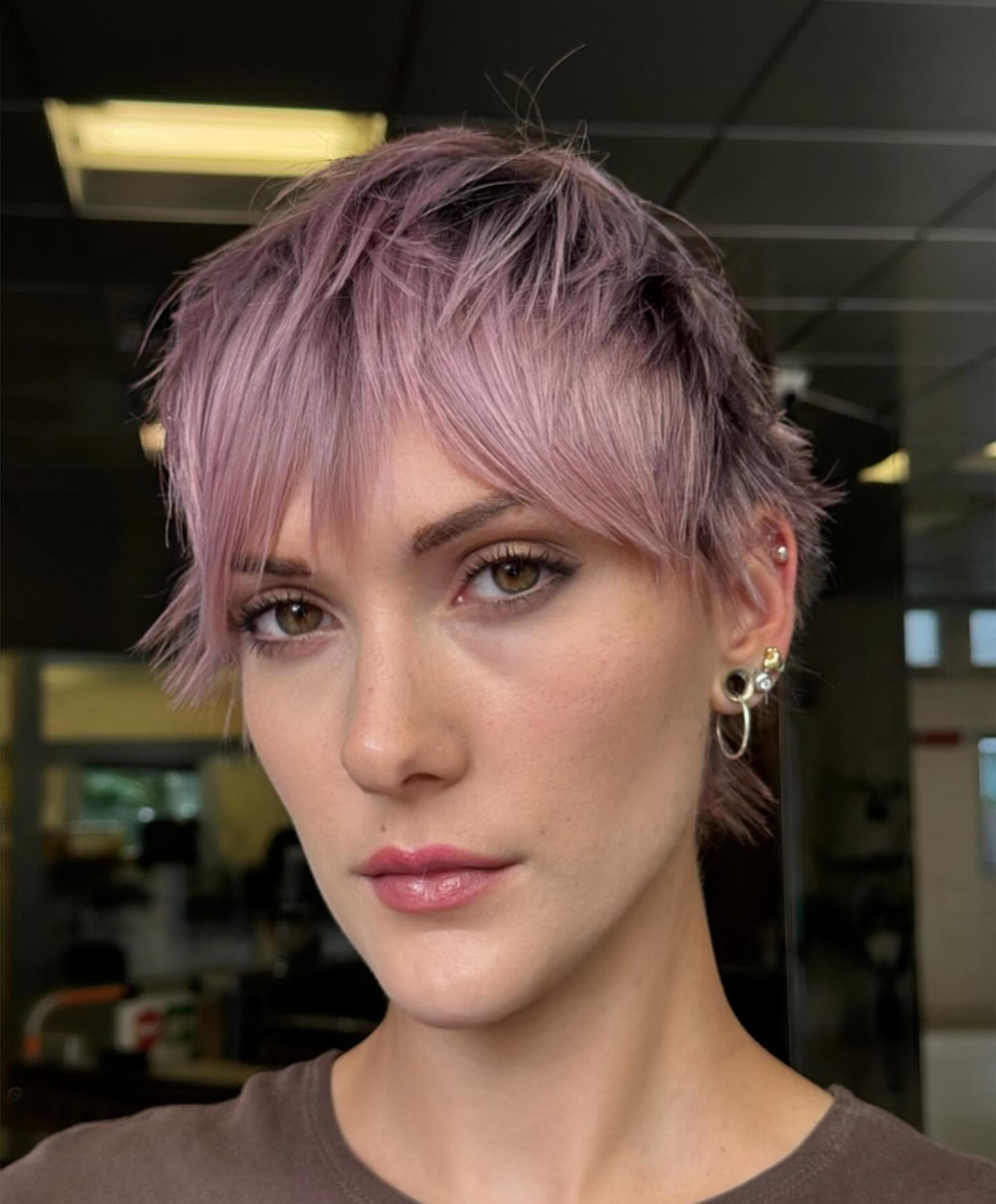 Pastel Lilac Razor-Sliced Pixie with Side Micro-Fringe