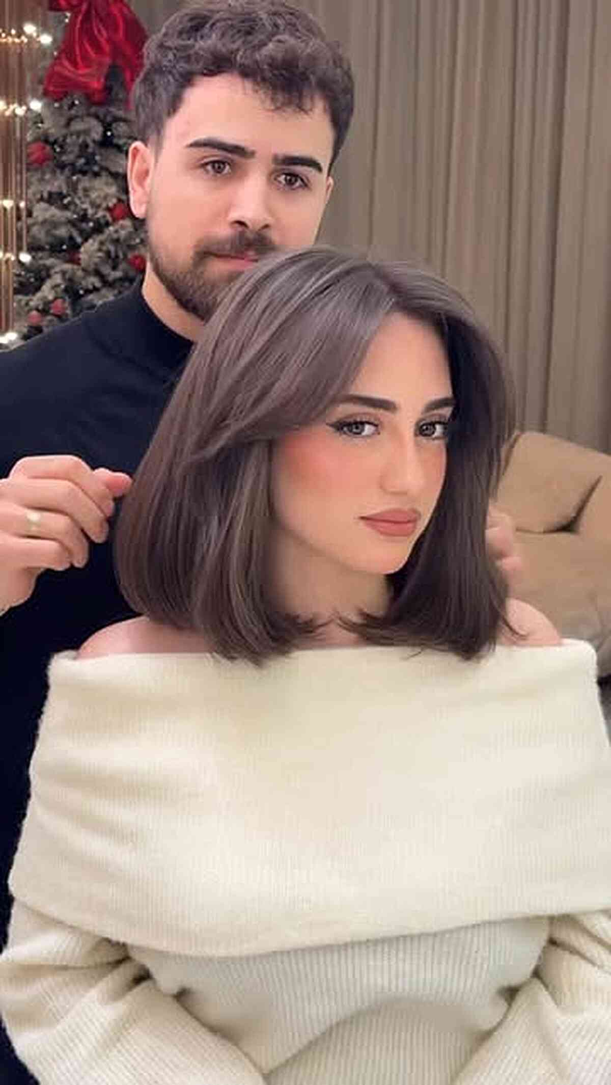 Smoky Brunette Sleek Collarbone Bob