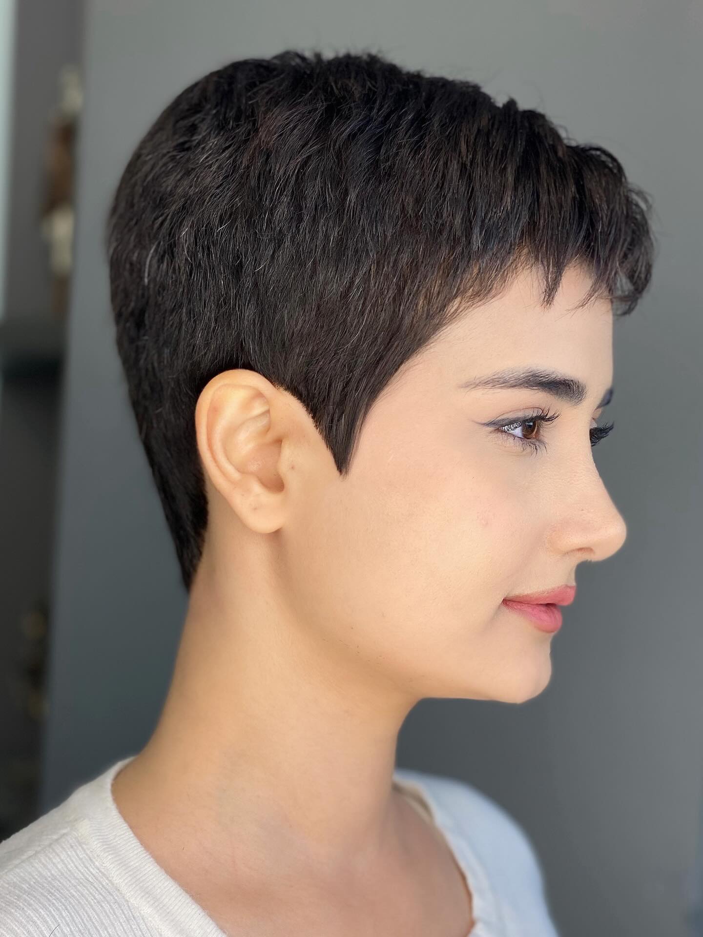 Soft Blunt Pixie with Micro-Fringe and Tapered Nape