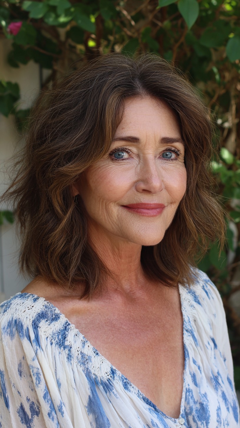 Soft Shoulder-Length Boho Shag with Face‑Framing Feathering