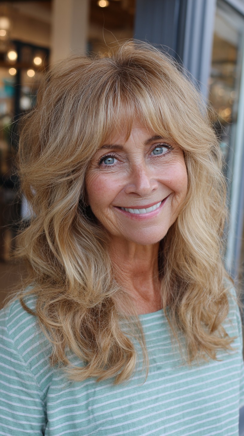 Soft Sunlit Boho Shag with Feathered Curtain Fringe
