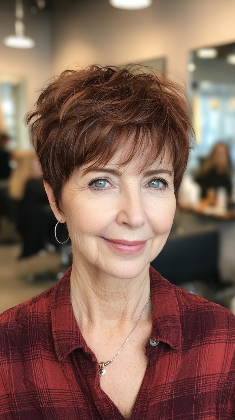 Auburn Micro Pixie with Lifted Crown and Face-Framing Babylights