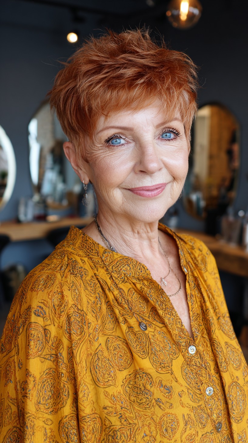 Cropped Ginger Pixie with Wispy Lifted Crown