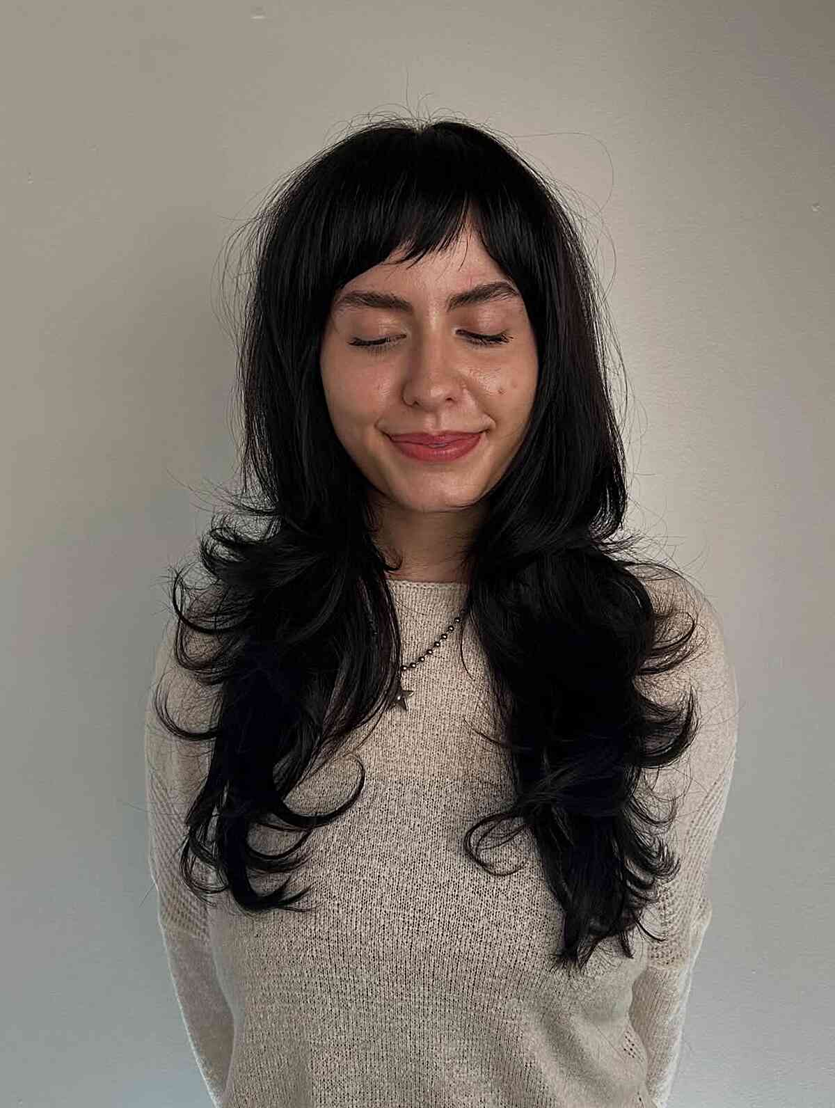 Long Layered Hair with Side Bangs