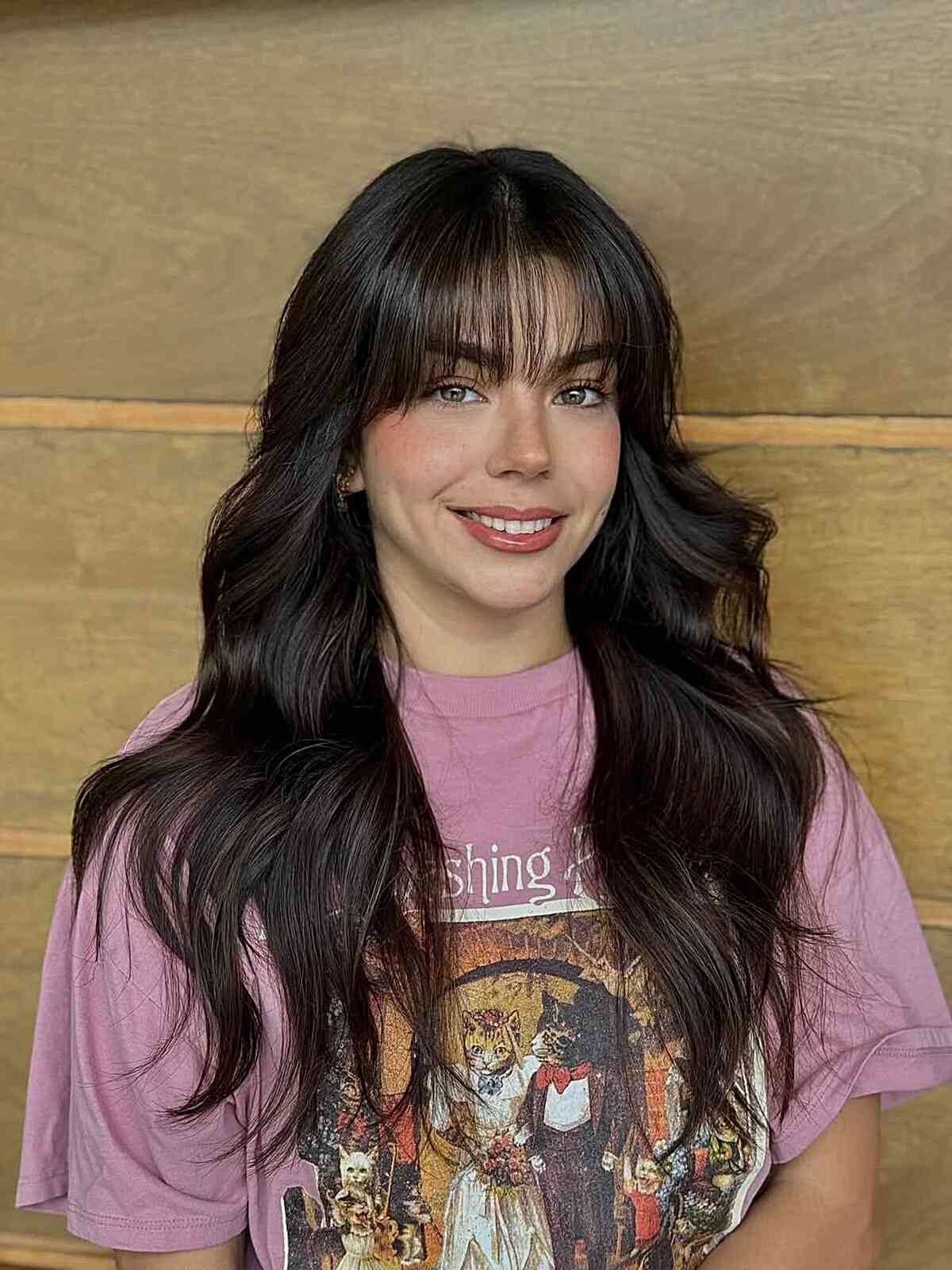 Long Layered Haircut with Soft Bangs