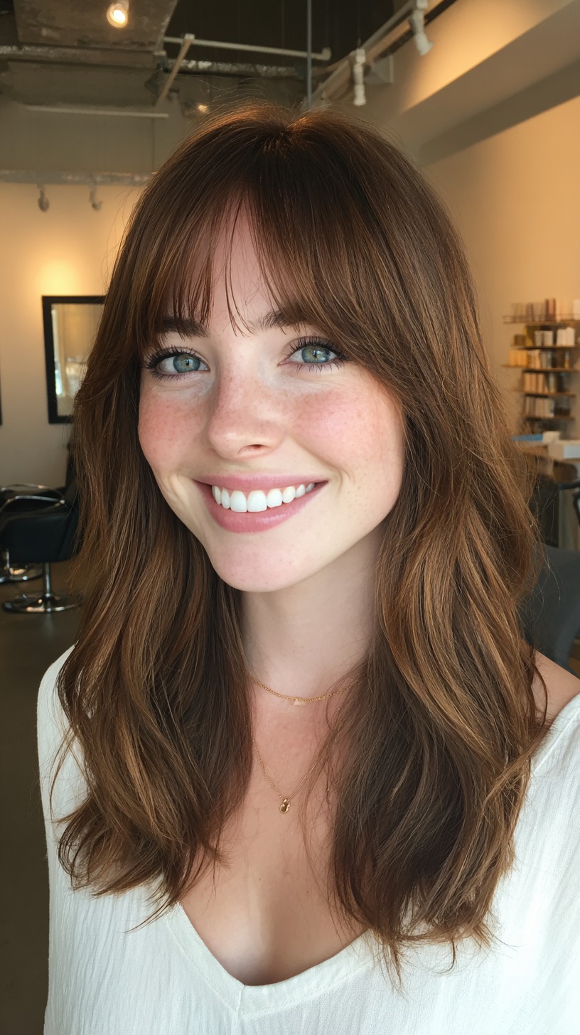 Mid-Length Soft Shag with Wispy Baby Bangs