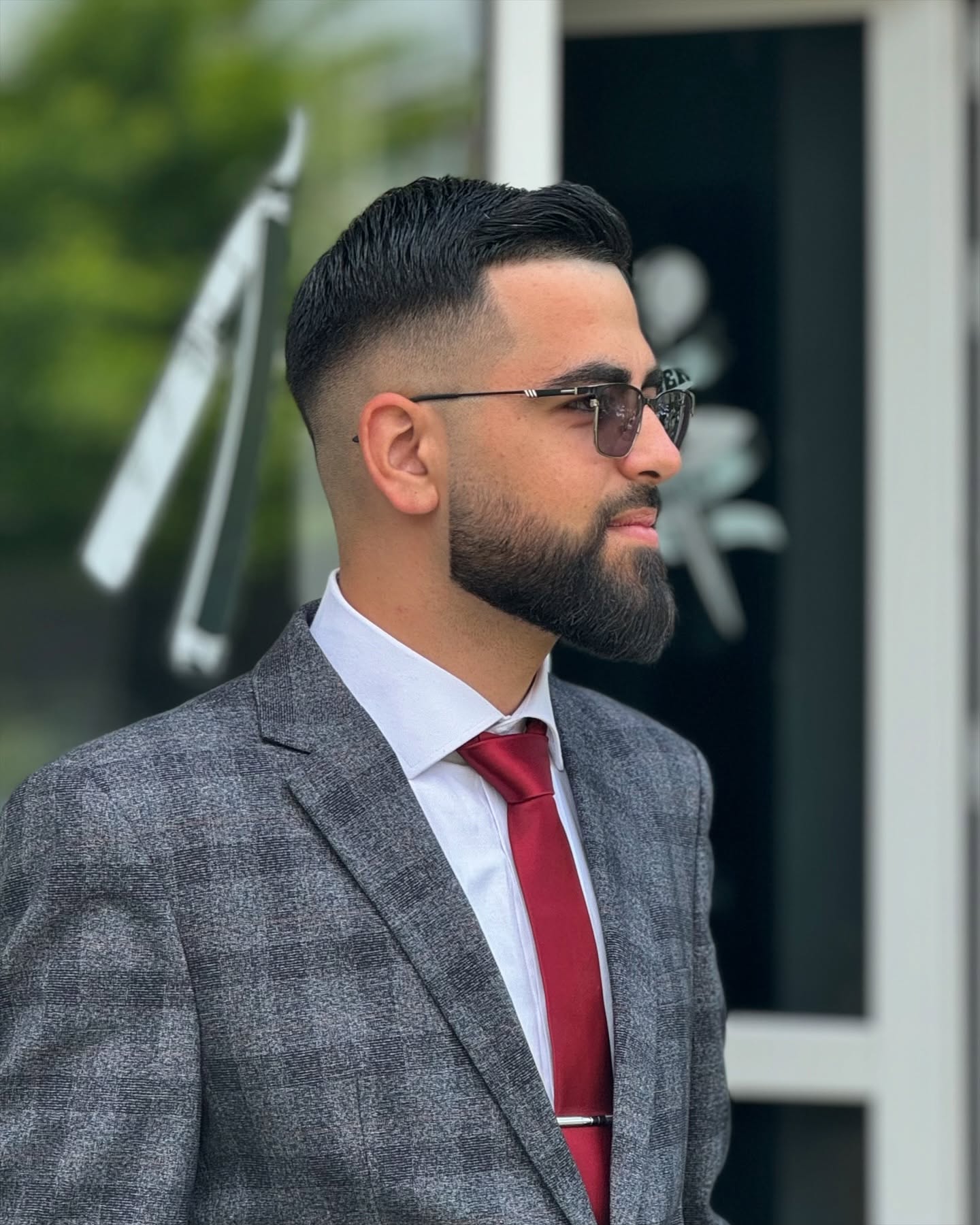 Clean Mid Skin Fade with Textured Top and Beard Connector