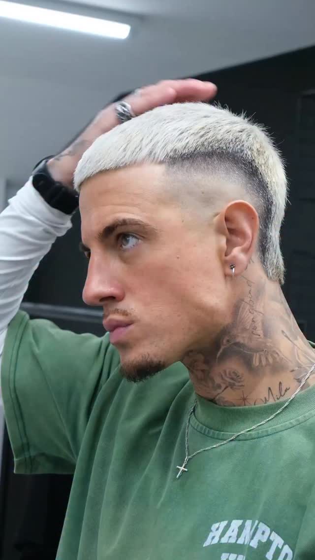 Platinum Short Caesar with High Fade and Subtle Nape Extension