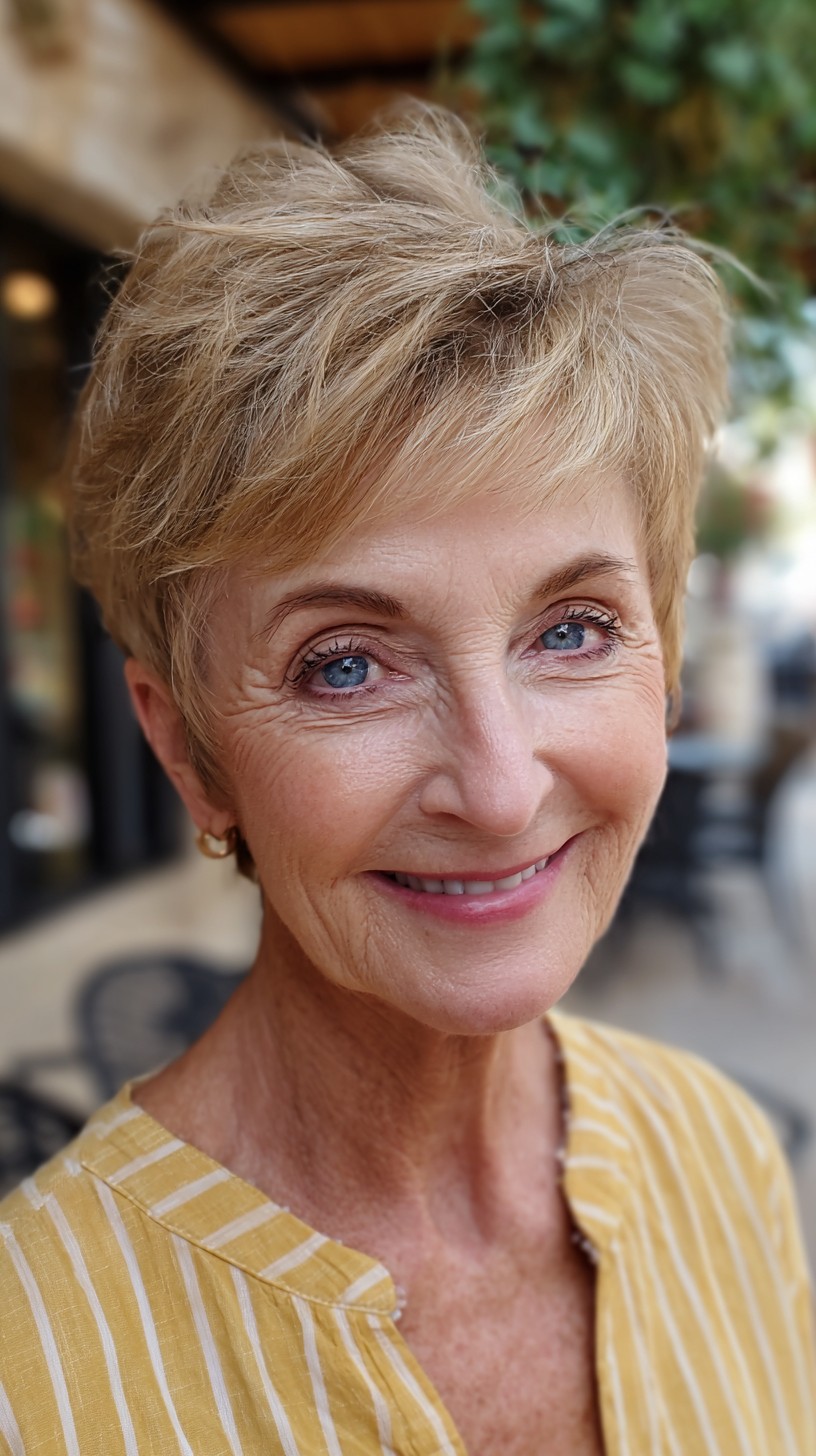 Textured Air-Dried Short Pixie with Feathered Fringe