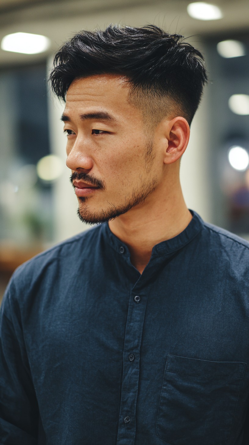 Textured Medium Top with Low Taper and Beard Blend