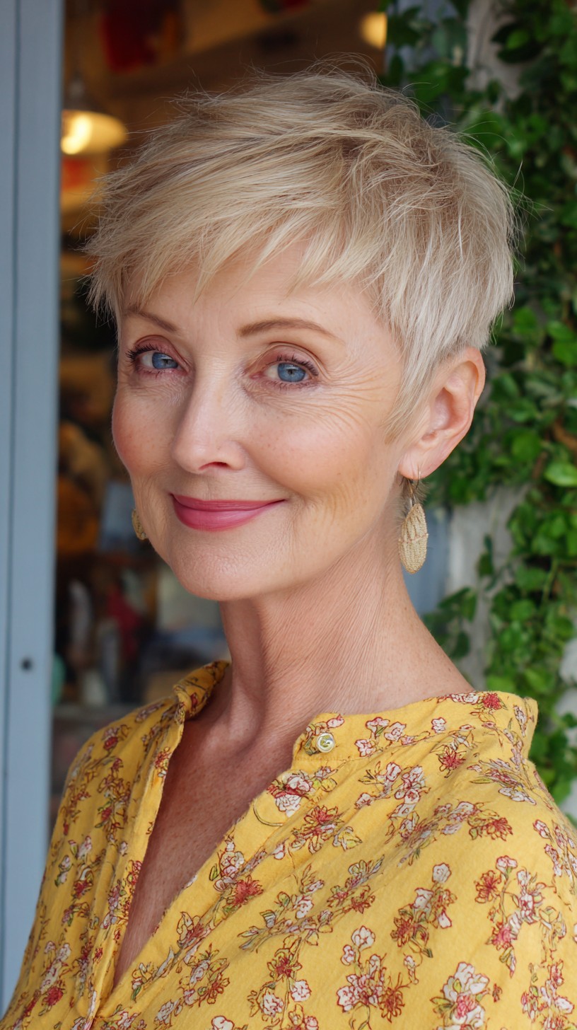 Platinum Feathered Pixie with Micro Fringe