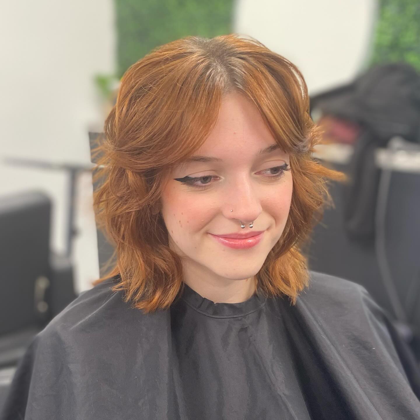 Copper Layered Short Shag with Brushed Curtain Fringe