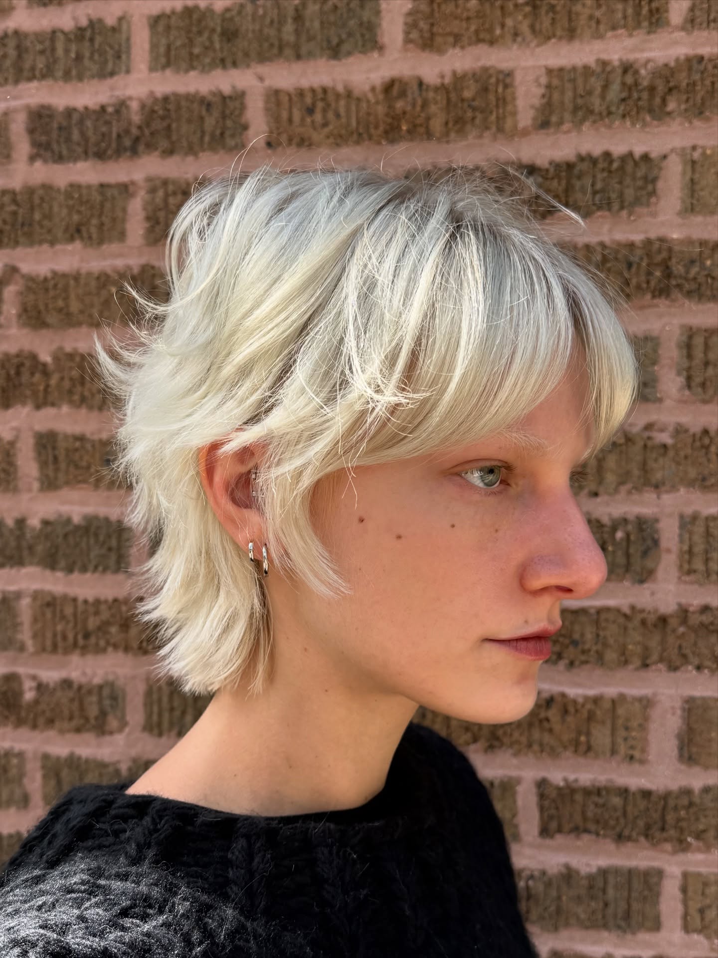 Platinum Feathered Short Shag with Cropped Wispy Bangs