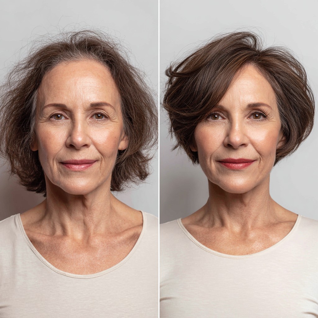 Rounded Chin-Length Micro Bob with Internal Stack and Side-Grazing Fringe