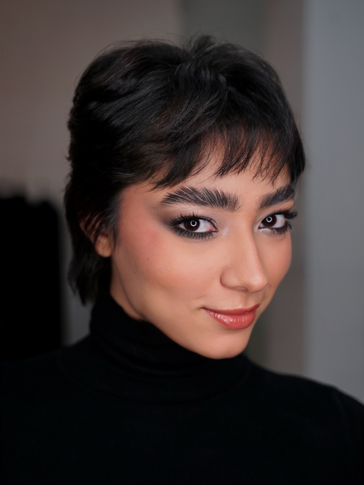 Short Layered Mullet with Soft Micro Fringe