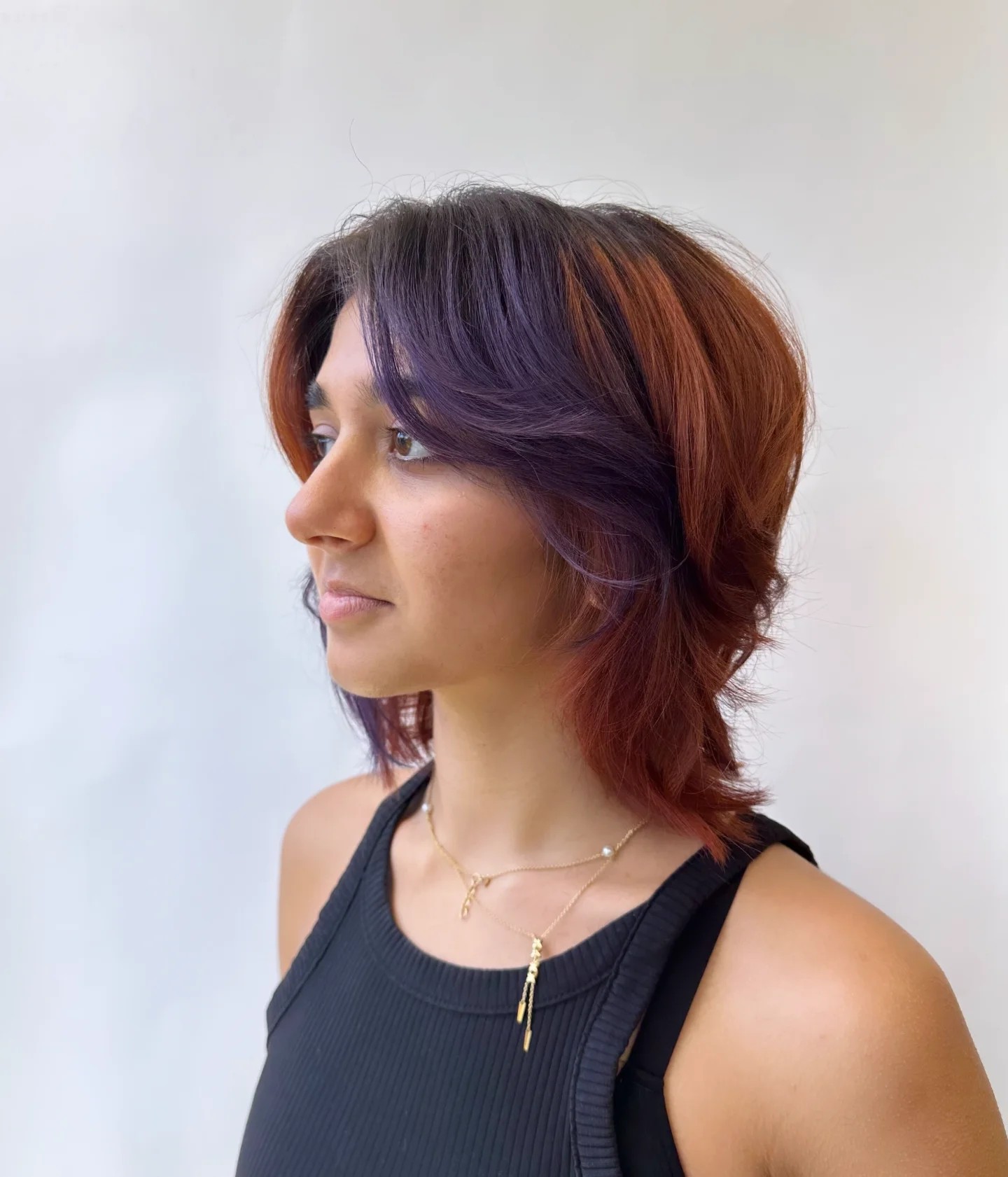 Short Layered Mullet with Two-Tone Face-Framing Panels