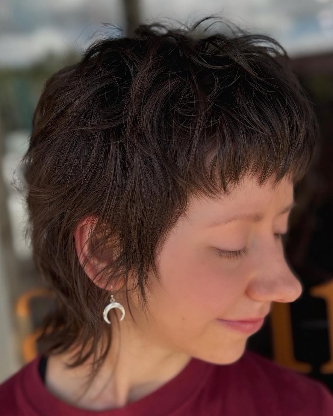 Short Layered Wolf-Inspired Cut with Choppy Micro Fringe