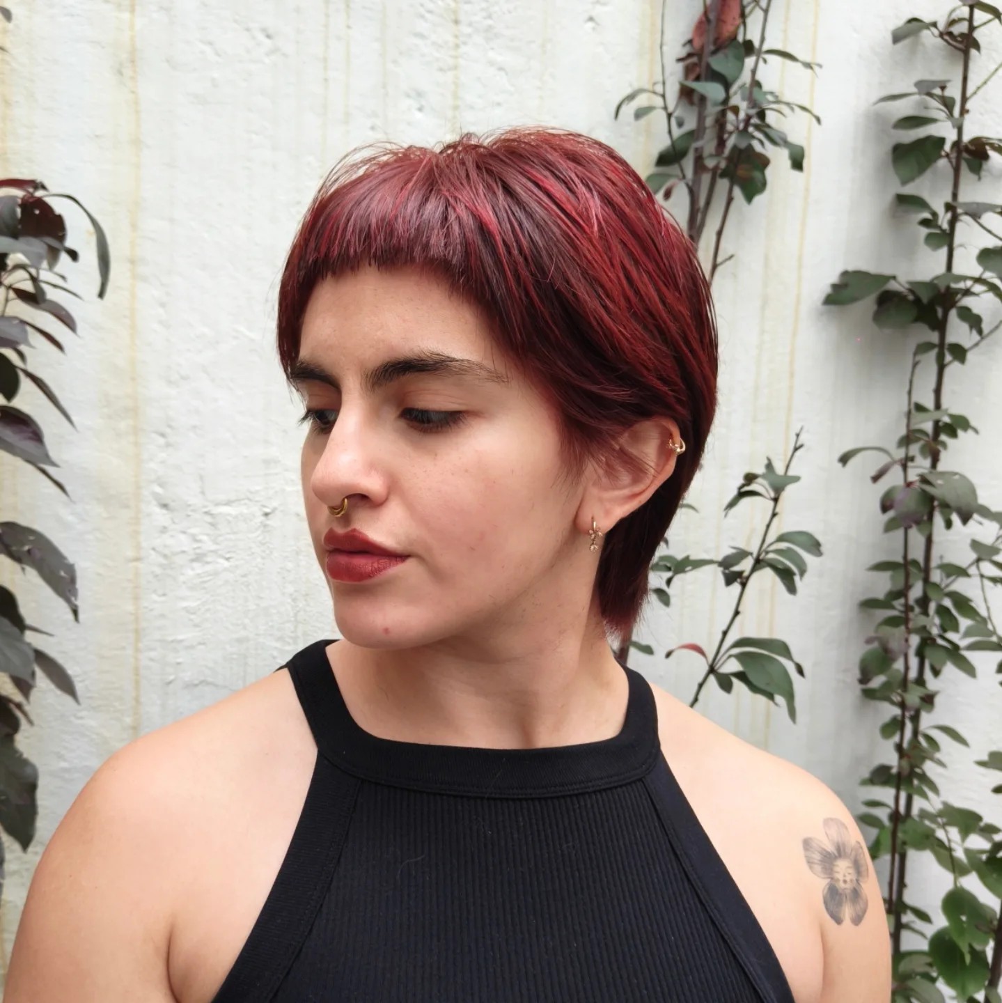 Short Mulleted Pixie with Micro Bangs and Shadow Root