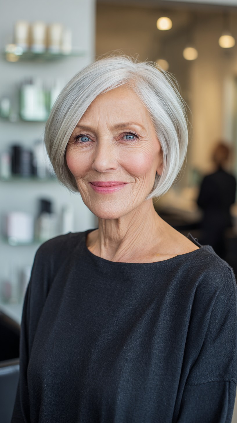 Silvery Chin-Grazing Micro Bob with Soft Internal Graduation