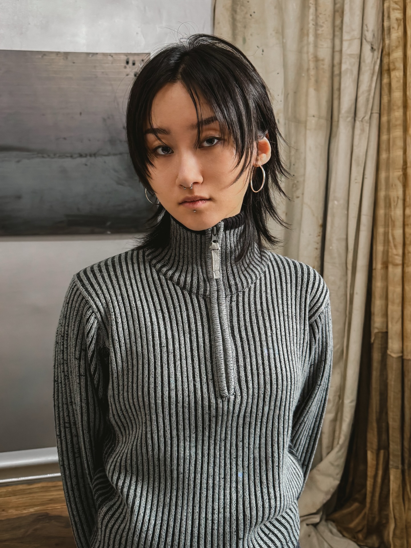 Sleek Tapered Short Shag with Centered Wispy Fringe