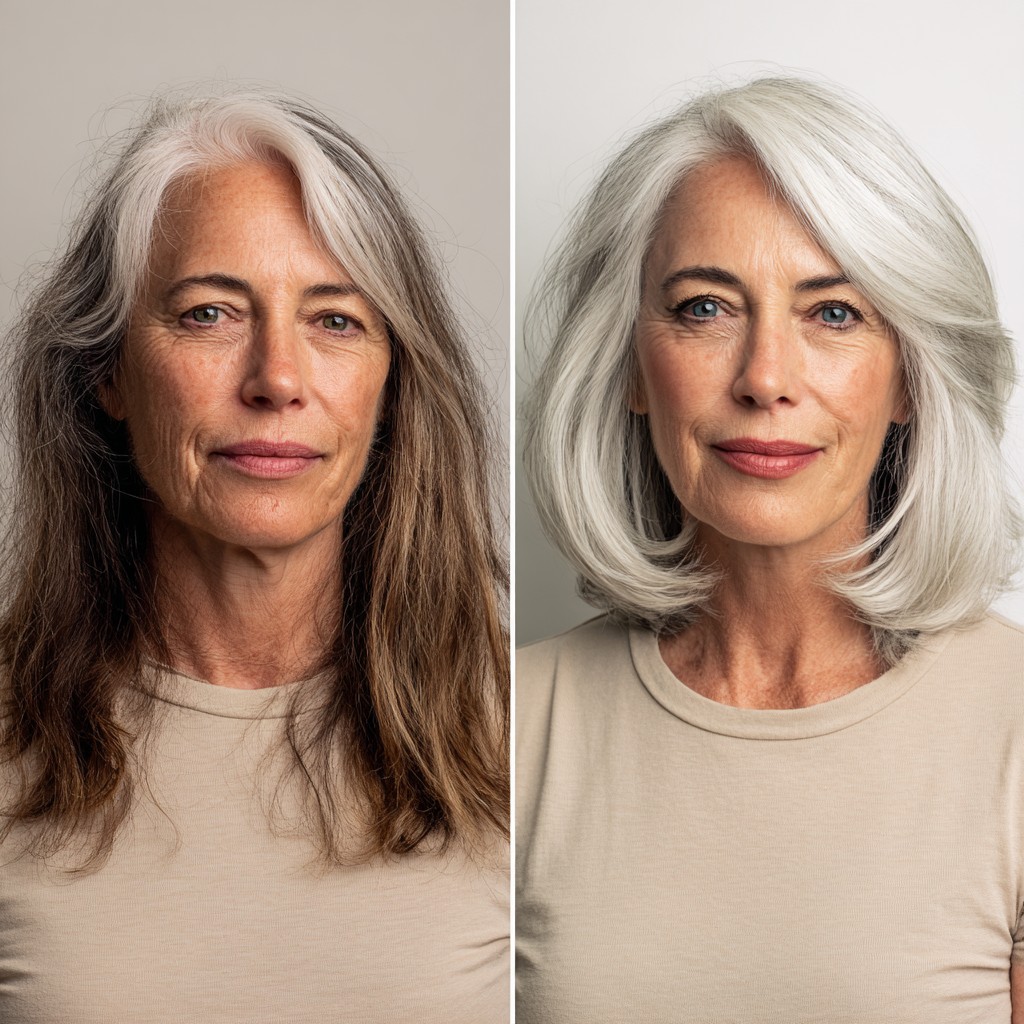Soft Silver Mid-Length Rounded Blowout with Flipped Under Ends