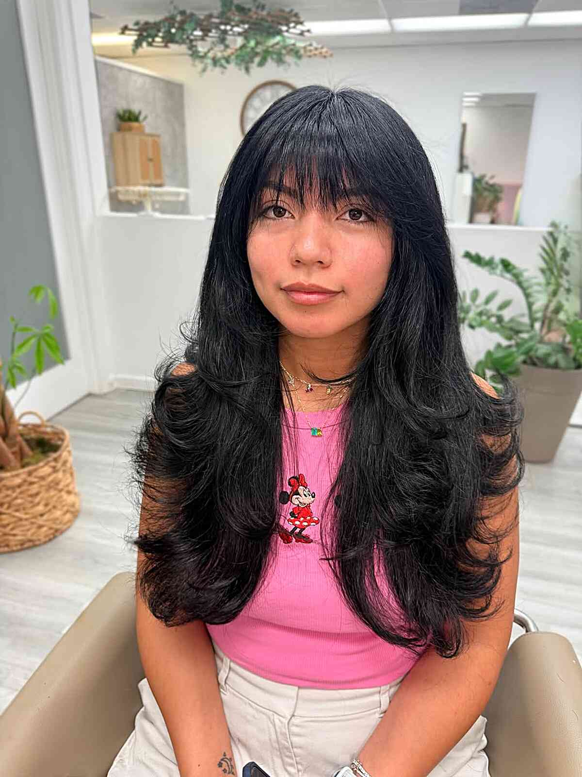Textured Long Hair with Wispy Bangs