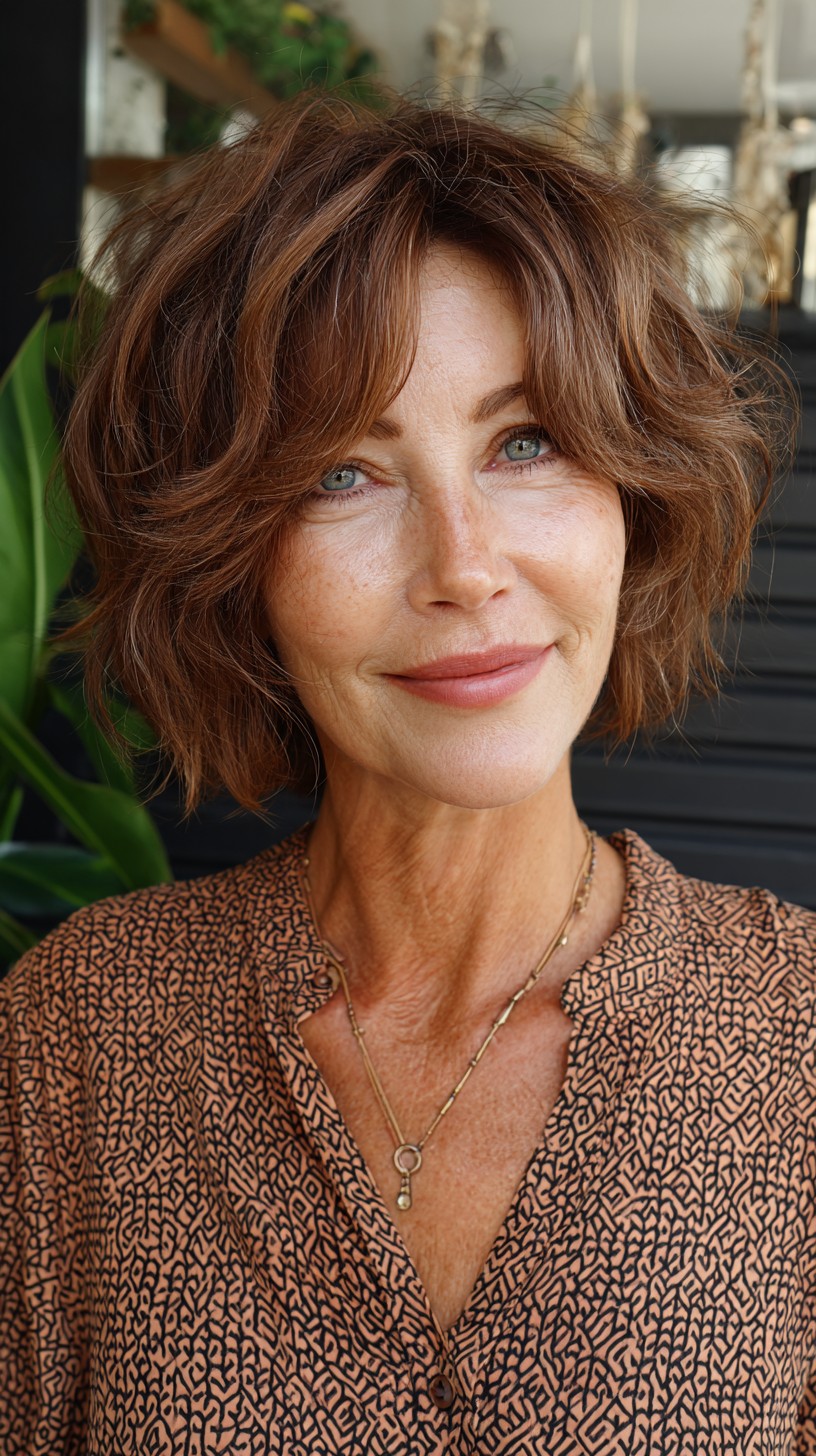 Airy Jaw-Length Shag with Side-Swept Fringe